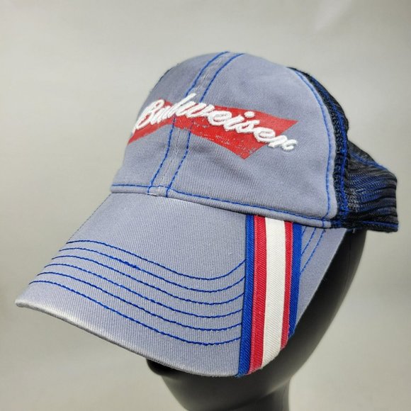 Budwieser Snapback Hat Trucker Cap Gray Black Mesh Back Logo 2014 - Picture 1 of 9